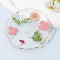Sottobicchiere in resina fatto a mano con veri fiori secchi e dettagli in oro - Fiori Secchi Rosa