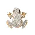 Broche de rana dorada de alta gama con brillantes diamantes de imitación para mujer - DW1171 Blanco