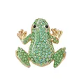 Exquisito broche de rana dorada con brillantes diamantes de imitación verdes accesorio moda - DW1171 Verde