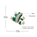 Detailed green frog animal brooch featuring sparkling rhinestones in a gold alloy finish - DW1271 Green