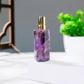 Ätherisches Ölsprayflasche aus lila Amethyst-Kristall mit Goldpumpe, sechseckig - Traumhaftes Lila