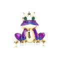 Exquisite frog prince brooch with gold crown and purple glitter enamel for women - DW001 Purple
