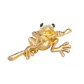 Elegant golden frog brooch with green crystal eyes, animal lapel pin accessory for women - DW0667 Climbing Frog