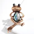 Vintage gold frog brooch featuring an iridescent abalone shell inlay for elegant women - YNCP5237 Gold Abalone