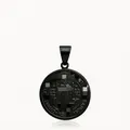 Detailed macro view of black stainless steel St. Benedict medal pendant with fine engraving - Pendant Only (No Chain) / Black
