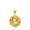 Detailed macro view of a gold-colored stainless steel Saint Benedict medal pendant. - Pendant Only (No Chain) / Gold