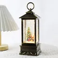 Lanterna di Natale vintage in bronzo con albero luminoso ed effetto palla di neve - Large Square Lantern with Water / Albero di Natale