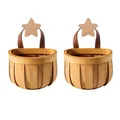 Set mit 2 wandhängenden Holzkörben mit Sternhaken für die Aufbewahrung von Ingwer und Knoblauch - Sternenhaken Stil / Große Größe (2er-Set)