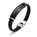 Bracelet en cuir tressé noir personnalisé avec fermoir en acier inoxydable - Style Homme (JY-PG-005) / Noir