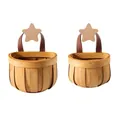 2er-Set geflochtene Wandaufbewahrungskörbe aus Holz für die Küche für Ingwer und Knoblauch - Sternenhaken Kombination / Groß und Klein (2er-Set)
