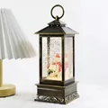 Lanterna natalizia con globo di neve in bronzo vintage con scena di pupazzo di neve - Large Square Lantern with Water / Pupazzo di neve