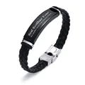 Bracelet en cuir tressé avec plaque en acier gravée 'Best Brother Ever' - Carte Pour Mon Frère / Noir