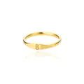 Elegant gold minimalist signet ring featuring engraved capital letter B for unisex wear - Letter B / Gold