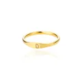 Minimalist gold plated signet ring with engraved letter D for men and women - Letter D / Gold