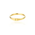 Minimalist gold-plated signet ring with engraved letter F initial for personalized style - Letter F / Gold