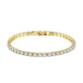 Bracelet de tennis doré élégant avec zircons cubiques de coupe carrée pour femmes raffinées - Style Rond Blanc Entièrement Sertis de Strass / Or