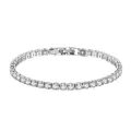 Bracelet tennis élégant en argent avec des pierres carrées claires au style épuré - Style Rond Blanc Entièrement Sertis de Strass / Argent