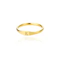 Minimalist polished gold-plated thin signet ring featuring engraved uppercase letter K initial - Letter K / Gold