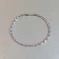Bracelet élégant argenté avec cristaux roses étincelants de taille émeraude - Style Carré Rose Clair Entièrement Sertis de Strass / Argent