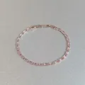 Bracelet tennis élégant en or rose avec cristaux de zircone cubique roses - Style Carré Rose Clair Entièrement Sertis de Strass / Or