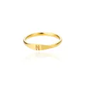 Chevalière minimaliste plaquée or avec la lettre initiale N pour hommes et femmes - Lettre N / Doré