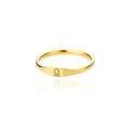 Minimalist gold-plated signet ring featuring an engraved uppercase letter Q design - Letter Q / Gold