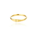 Minimalist gold-plated closed ring featuring a delicate engraved letter T design for unisex - Letter T / Gold