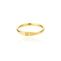 Minimalist gold-plated signet ring featuring a polished engraved initial letter W - Letter W / Gold