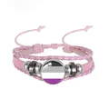 Handmade pink multi-layer woven leather asexual pride flag bracelet with adjustable cord - Asexual Pattern (PN2637-12) / Pink