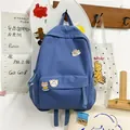 Zaino scolastico blu in stile coreano per studentesse con simpatiche spille - Blu Borsa singola