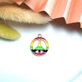Vibrierender Regenbogen-Emaille-Friedenszeichen-Anhänger für DIY-Halsketten und Armbänder - Friedenssymbol Form / 10er Pack