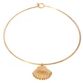 Elegant 18k gold plated stainless steel choker with a detailed sea shell pendant charm. - Shell Pendant Style (2403064) / Gold