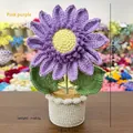 Handgemaakte gehaakte zonnebloem potplant creatief cadeau decoratie in roze paars - Eenlaagse Zonnebloem In Pot / Ongeveer 22cm / Roze Paars