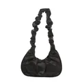Borsa sottobraccio a nuvola nera plissettata con una elegante tracolla a volant - Nero