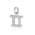 Minimalistische zilveren Tweelingen sterrenbeeld hanger met fonkelende strassteentjes - Tweelingen Hanger Zonder Ketting / Zilver