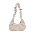 Elegante borsa a tracolla nuvola plissettata rosa chiaro con tracolla scrunchie. - Bianco Sporco