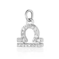 Glinsterende zilveren Weegschaal sterrenbeeld hanger ketting met zirkonia stenen - Weegschaal Hanger Zonder Ketting / Zilver