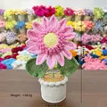 Handgemaakte gehaakte zonnebloem in pot lichtroze voor bureau of auto decor - Eenlaagse Zonnebloem In Pot / Ongeveer 22cm / Lichtroze