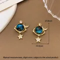 Exquisite dreamy planet charms with moon and star accents, 19.9x25.8mm dimensions. - XL1587 Moon Star Pendant Gold