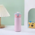 Cute pastel pink insulated water bottle with straw for students and daily hydration - 401-500ml / Pink