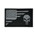 Écusson tactique Punisher skull avec drapeau américain brodé en noir et gris neutre - V00017-11 Drapeau Américain/punisher (gris)