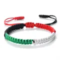 Bracelet tressé à la main aux couleurs du drapeau avec cordon ajustable. - Nœud Plat