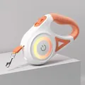 Durable 5M automatic retractable dog leash with integrated circular LED light in orange - Sunny Orange [with Led Light] / 3M