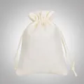 Hochwertiger cremeweißer Jutebeutel mit Kordelzug für Schmuck und Geschenkverpackung - Weiß