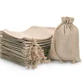 Set aus umweltfreundlichen Jutebeuteln mit Kordelzug für Schmuckverpackungen und Geschenke - Naturjute