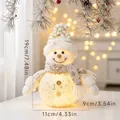 Pupazzo di neve di Natale luminoso in peluche con cappello di maglia, altezza 19 cm - Ornamento Bambola Pupazzo di Neve Luminosa