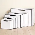 Set di sacchetti regalo in carta bianca con bordo nero e manici in nastro nero - (Verticale) 12L*5.7P*16A / Bianco Con Bordo Nero