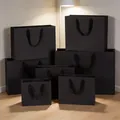 Bolsas de regalo de papel kraft negro mate de alta calidad con elegantes asas de cinta - 27x8x21cm / Negro