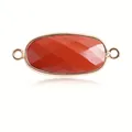 Conector de piedra roja facetada con bisel dorado para la creación de collares y pulseras DIY - Jaspe Rojo