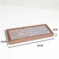 Walnut wood grain 50-slot ring display tray for jewelry storage organizer, 35x14x3cm. - Dark Grey Long 50 Slots